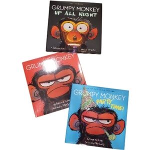 Set Of 3 Grumpy Monkey Books, Hard Cover, Up All Night, Party Time